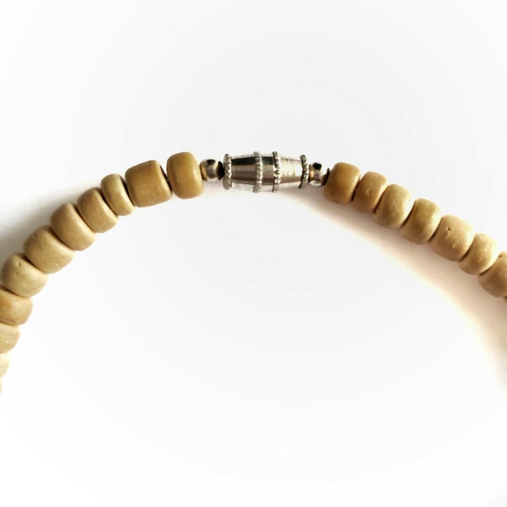 African tribal wooden disc beaded choker statement necklace - Picture 3 of 4